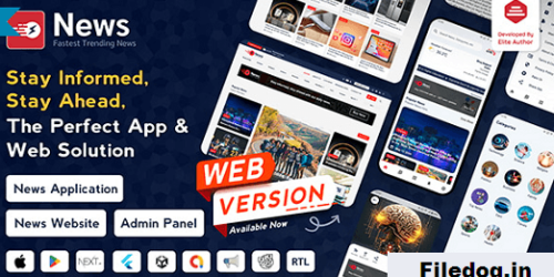 News App and Web -Flutter News App for Android and IOS App News Website with Admin panel